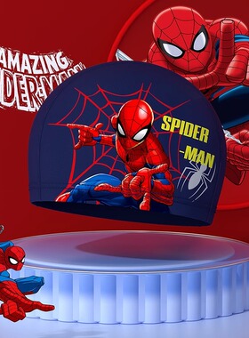 儿童蜘蛛侠泳帽硅胶2025新款卡通蜘蛛人游泳帽防水护耳加大不勒头