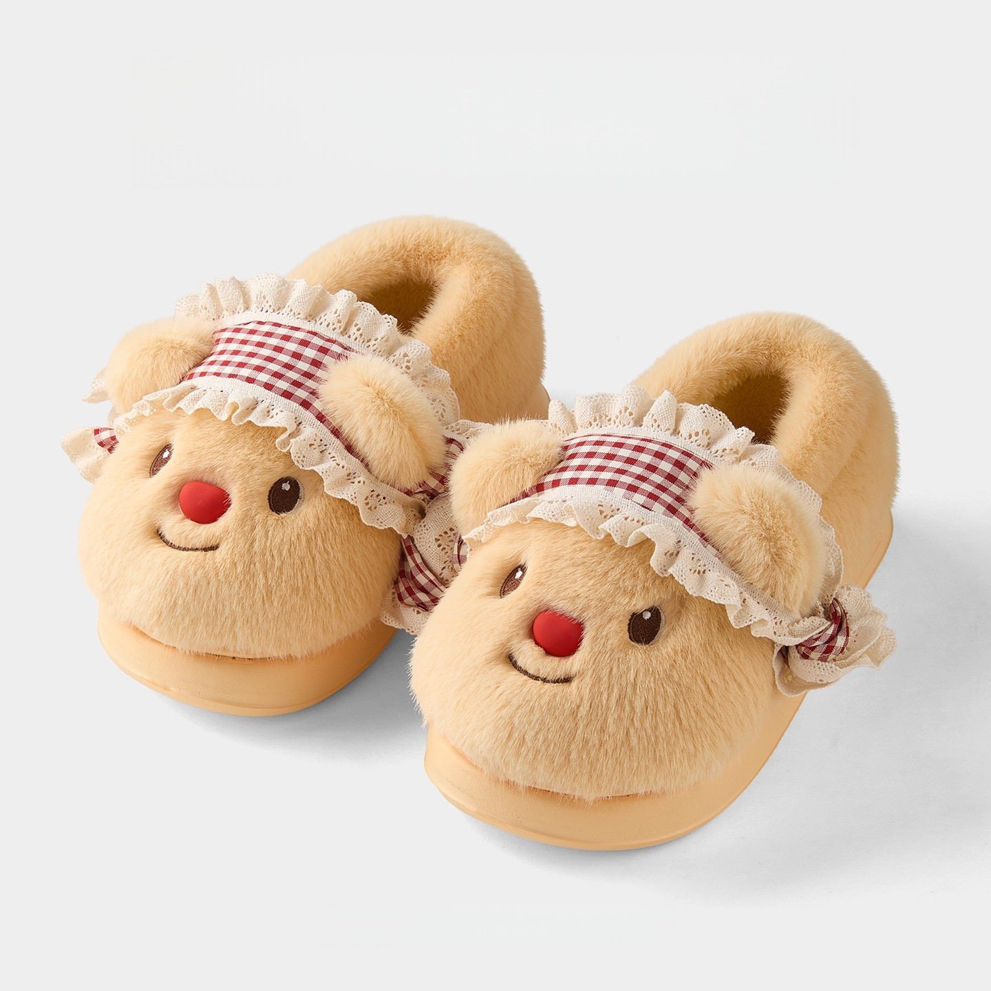 黄油小熊秋冬季棉拖鞋室内奶油小熊家居加绒保暖厚底防滑棉鞋女生