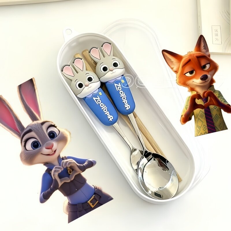 疯狂动物城吃饭叉勺筷套装