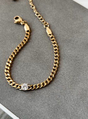 复古小众设计感锆石古巴链手链