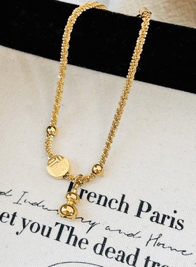 不掉色福字葫芦钛钢手链