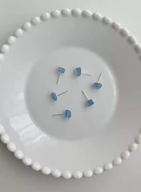高级感轻奢925银针天然海蓝宝耳钉ins小众百搭耳饰耳钉
