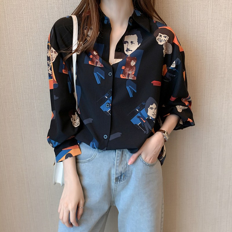 2020秋季新款雪纺衬衫女上衣韩版流行设计感小众港风百搭复古衬衣