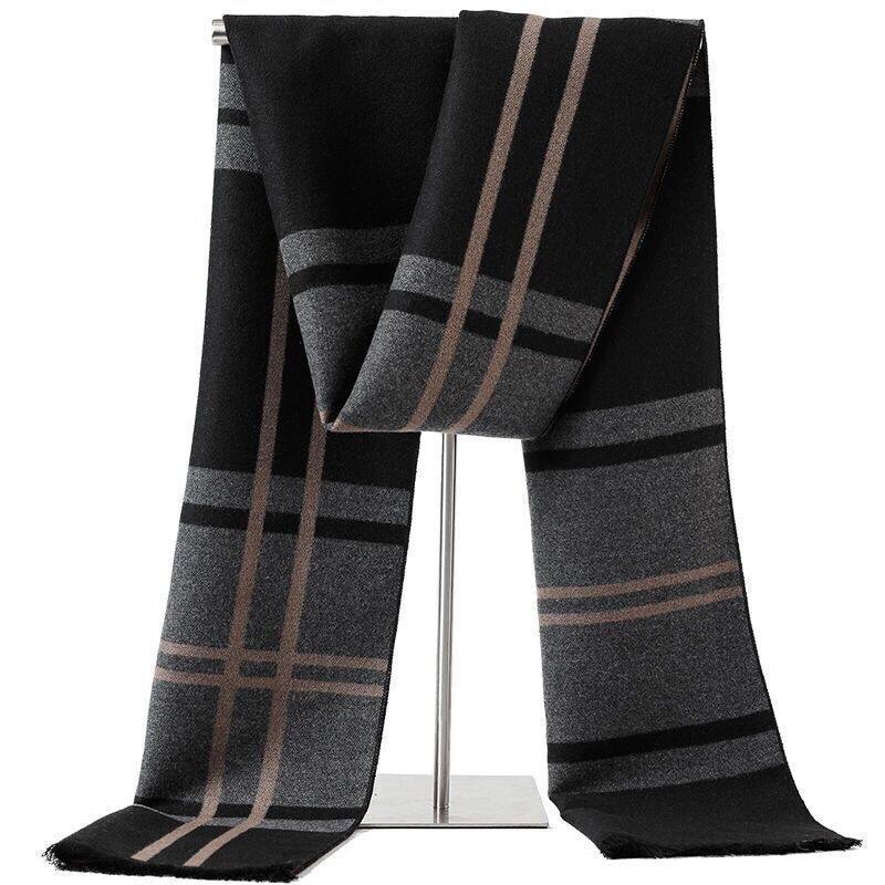 冬季加厚男围巾仿羊绒围脖韩版年轻人学生中年保暖女学生礼物装