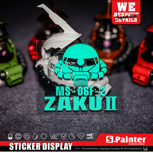 饰车贴 ZAKU车身装 后挡三角窗反光贴 高达扎古创意贴纸 S.P贴绘社