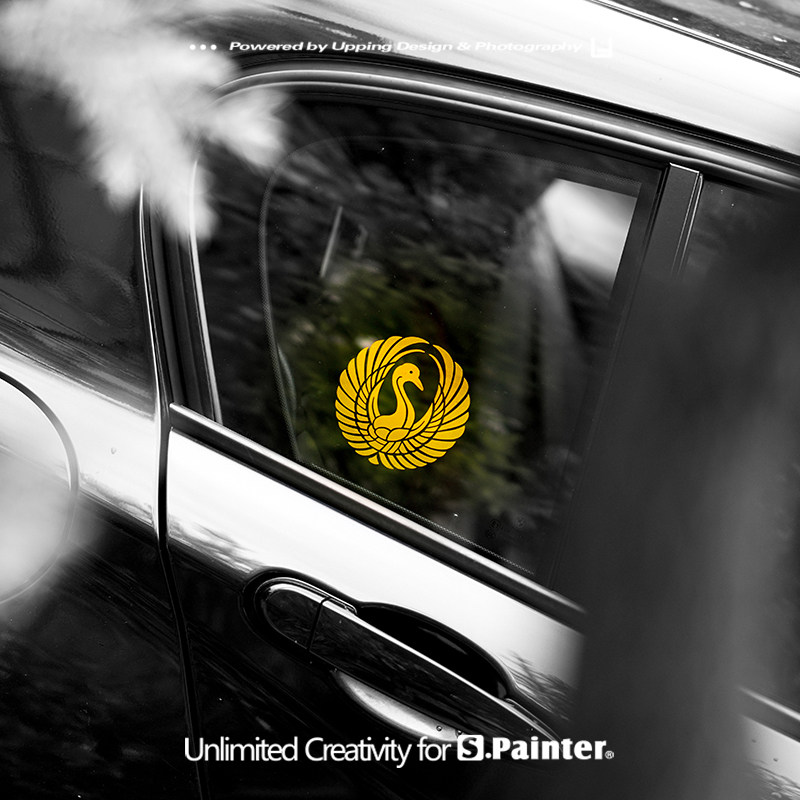 sp车贴jdm仙鹤三角窗贴纸亮金色日本图案日系风格汽车细节装饰贴