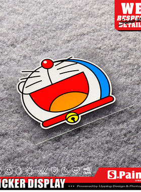 S.P贴绘社 蓝色机器猫卡通贴纸 创意笑翻了装饰贴 机器猫反光贴