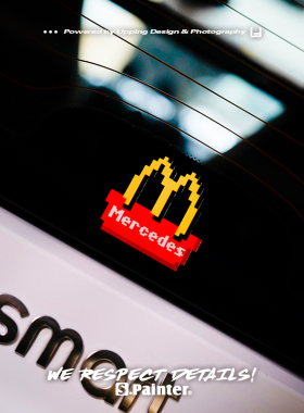 SP车贴M叔叔创意汽车尾标贴纸适合MODEL3/Y昂克赛拉像素反光贴