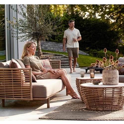 户外藤编沙发防藤沙发黄色藤编休闲阳台沙发别墅座椅组合酒店家具