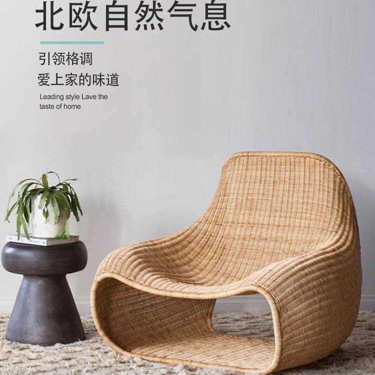 户外藤编沙发靠背椅组合室外庭院东南亚户外藤编阳光房懒人藤沙发