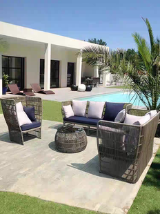 藤沙发高背藤椅休闲座椅庭院藤沙发软装藤编沙发靠背椅子藤沙发椅