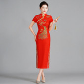 金花外嫁女庙会祭祖蕾丝表演礼仪 夏季 回娘家活动旗袍修身 短袖 新款