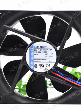 德国EBMPAPST 3414NGHH 8CM 8025 24V 3.2W 变频器 散热风扇 风机