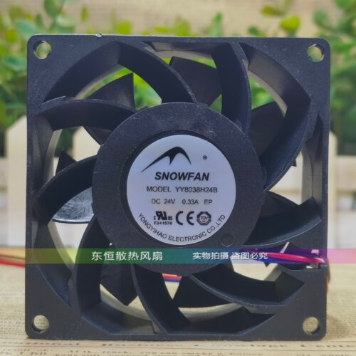全新SNOWFAN YY8038H24B 24V 0.33A 8038 8CM 变频器电源散热风扇