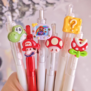 (38包邮)E005卡通玛利奥系列中性笔签字笔学生书写文具奖品黑色