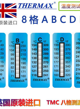 Thermax进口测温纸8/10格Relab温度贴不可逆热敏试纸遇热变色贴纸