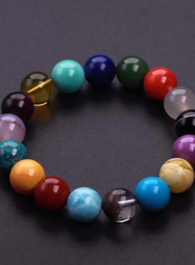 南红蜜蜡海纹石蓝珀碧玉多宝手链