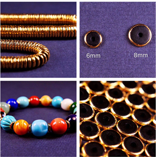 多宝手串手链 文玩配饰6-8-10mm 24K椰壳包金隔片18K金隔片