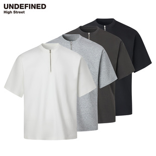UNDEFINED高品质320G重磅双面爽滑纯棉小领口拉链cleanfit宽松T恤