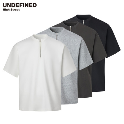 undefined棉潮牌拉链领口T恤重磅