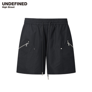 UNDEFINED潮牌夏季男士侧口袋拉链装饰伐木美式4分宽松短裤