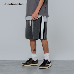 百搭五分裤 undefined潮牌inst天鹅绒侧边拼色短裤 夏季