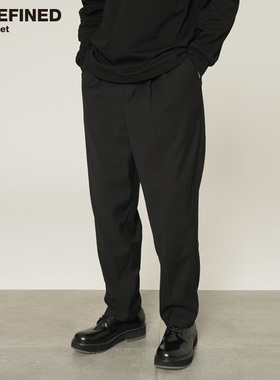 NO.9.OFFICE出品高订风松紧腰围锥型垂感精工松紧腰休闲西裤长裤