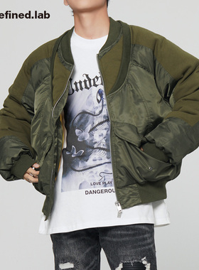 Undefined高街双领层叠解构拼色MA-1空军bomber夹克ins潮牌棉衣外