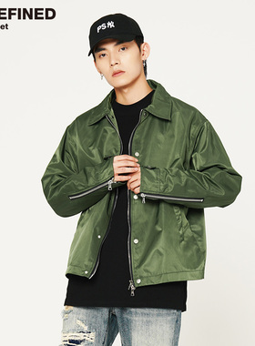 UNDEFINED HIGH STREET金属感尼龙复合多拉链装饰教练服教练夹克