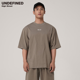 UNDEFINED HIGH STREET潮牌小领口大地色系纯色廓形设计宽松T恤