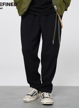 NO.9 OFFICE出品高档西装面料毛呢垂感简约宽松雅痞休闲长裤西裤