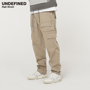 拉链开衩设计多口袋长裤 STREET美潮锥形炮弹裤 HIGH UNDEFINED