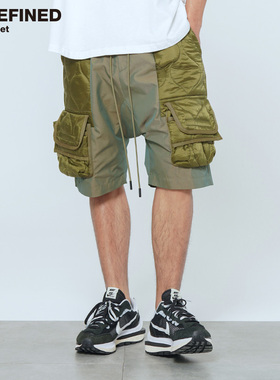 undefined高街rapper最爱双色渐变金属尼龙拼接口袋ins潮哈伦短裤