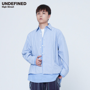 衬衫 NO.9 长袖 方领条纹假两件层叠感中长款 OFFICE出品春夏款