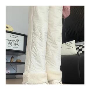 慵懒感穿搭休闲感波浪压线百搭棉裤2025秋冬季加厚保暖直筒长裤