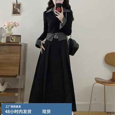 早秋季赫本风套装裙子韩系富家千金感氛围感2025流行穿搭一整套女