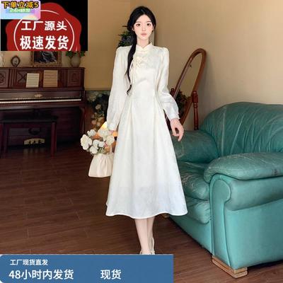 大码女装早秋新款微胖显瘦高级感改良旗袍新中式国风仙女连衣裙子