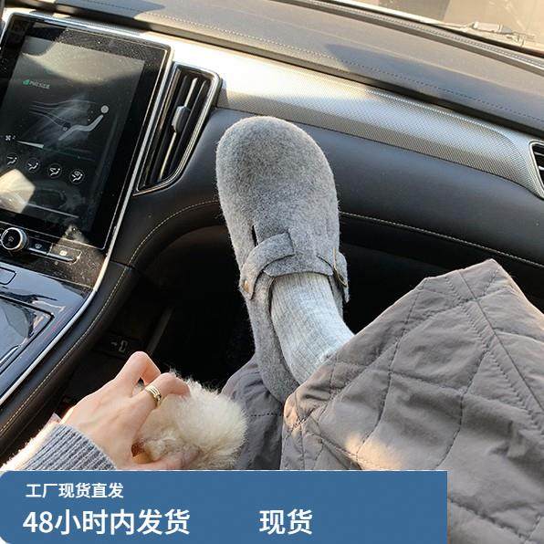 内增高加绒勃肯鞋女秋冬季2025新款平底灰色毛毛鞋棉保暖鞋雪地靴