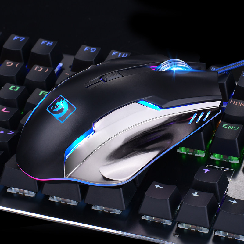 新盟曼巴蛇鼠标 usb有线电脑笔记本台式游戏发光金属办公家用静音