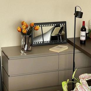 创意胶片镜子桌面装饰摆件银色黑边个性艺术镜节日礼品