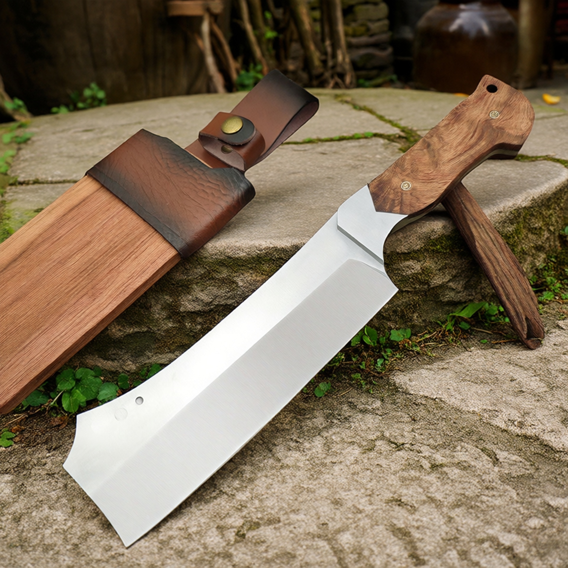 新款户外刀具防身小刀一体龙骨砍柴开路排障刀折叠锻打水果刀屠宰