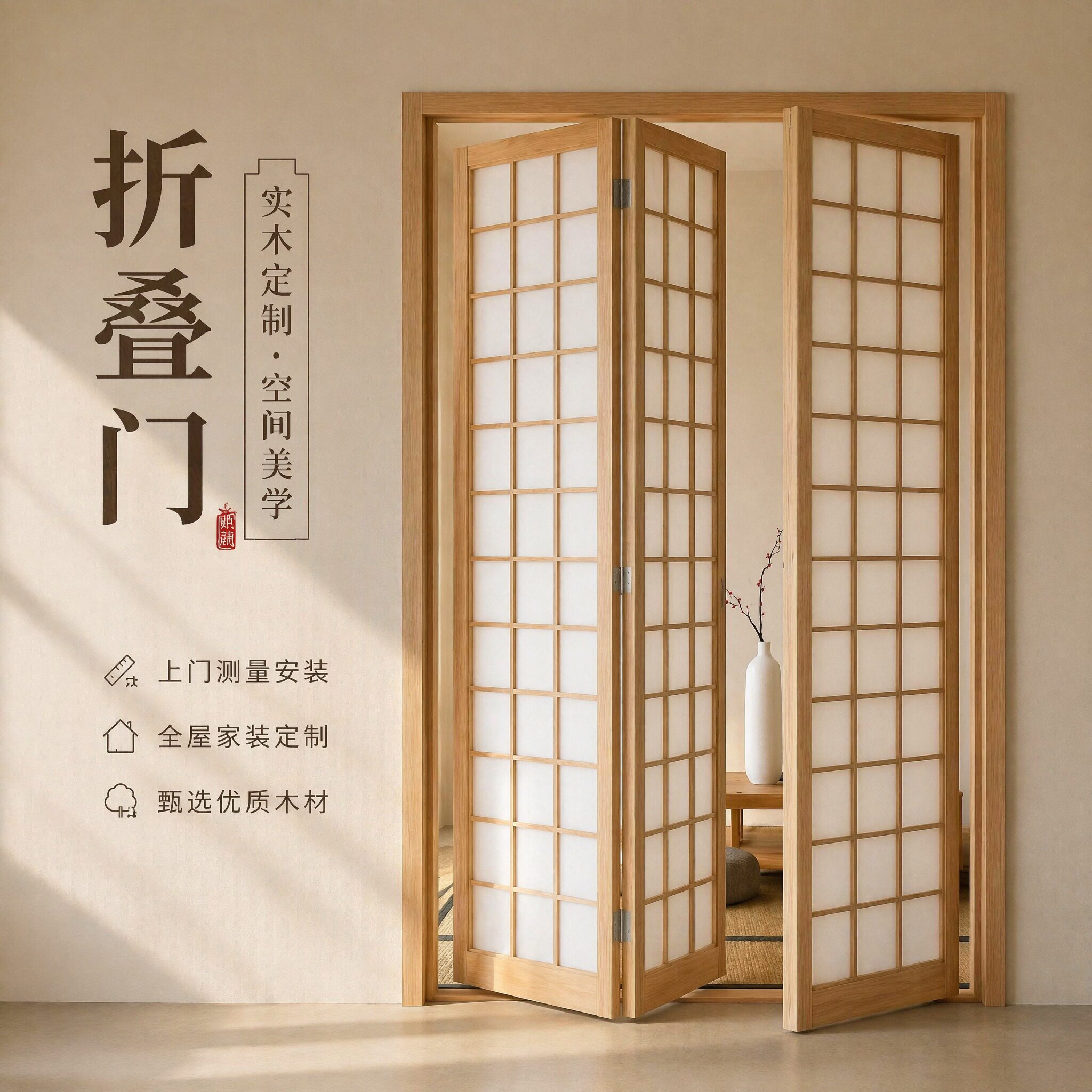 定制实木折叠门全国上门安装图片