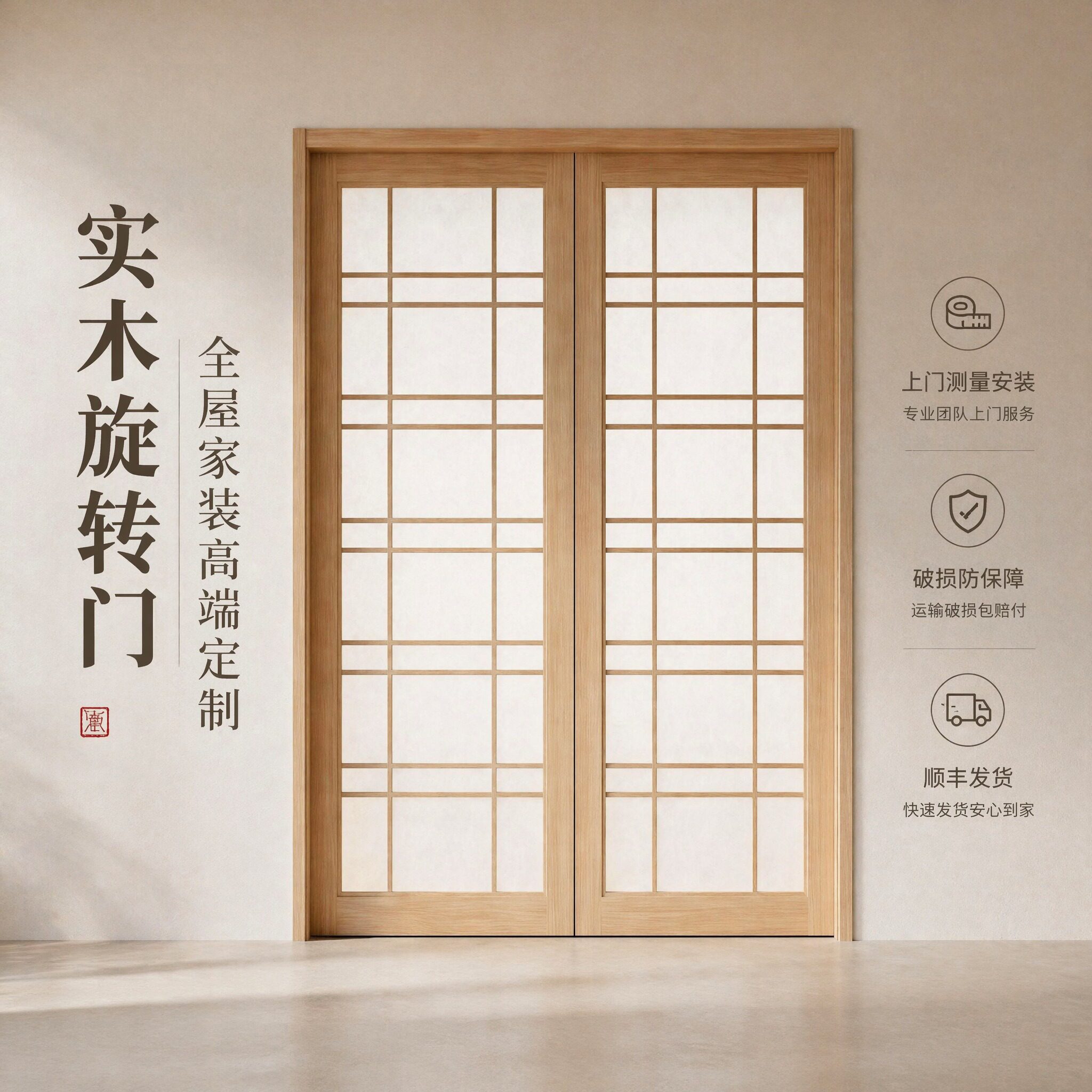 360度旋转门实木中轴酒店天地轴偏轴卧室日式折叠格子门悬浮门