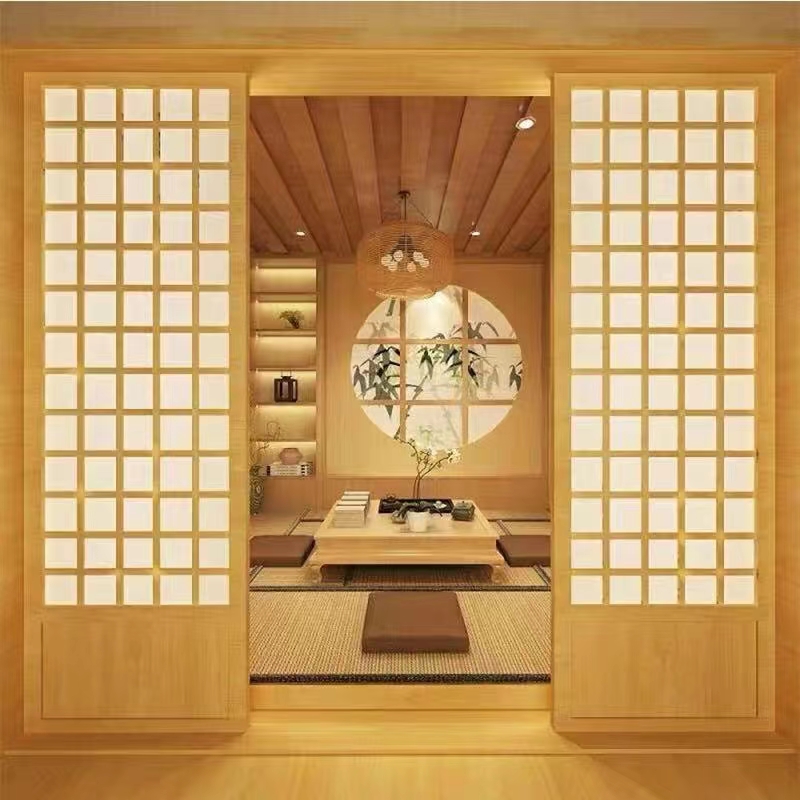 原木风推拉门日式格子门