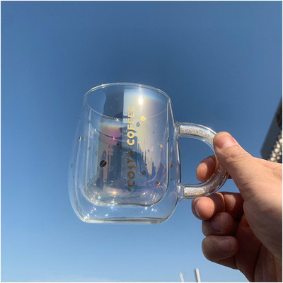 高硼硅双层玻璃杯隔热耐高温水杯咖啡杯饮料杯350 ml