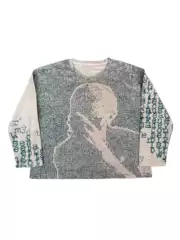 Rulee Black Fear Blonde Pixel Style Frank Ocean Autumn and Winter Retro Rap Oversized Crew Neck Long Sleeve