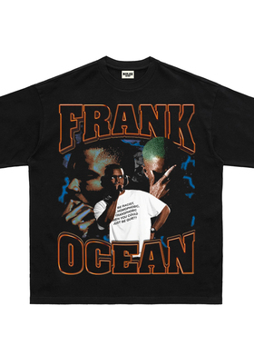Frank Ocean Vintage 嘻哈美式街头复古短袖说唱T恤饶舌人像Tee