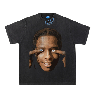 ROCKY复古短袖 ASAP 小领口街头T恤男女宽松 嘻哈洛基美式 RULEE