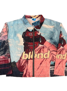 RULEE黑怕 Frank Ocean  Blonde 嘻哈印花喷印拉链秋冬外套长袖