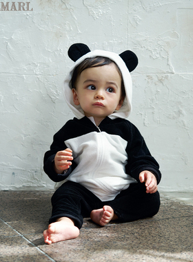 MARLMARL男女宝宝儿童春秋季家居服外穿连体服保暖熊猫lullaby